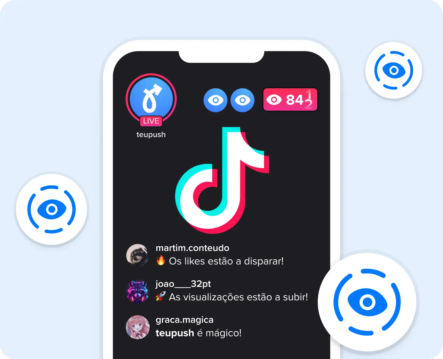 Espectadores em direto do TikTok