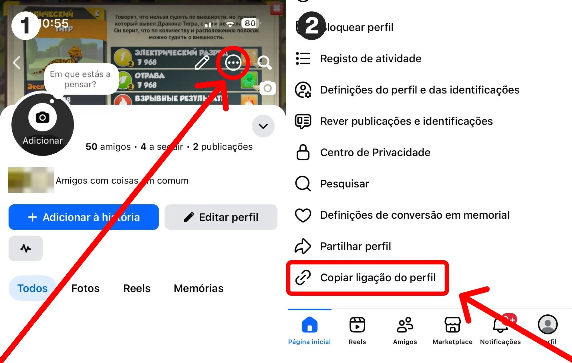 Comprar comentários do Facebook: guia com capturas de ecrã – onde encontrar o teu nome de utilizador ou o link do teu perfil Facebook