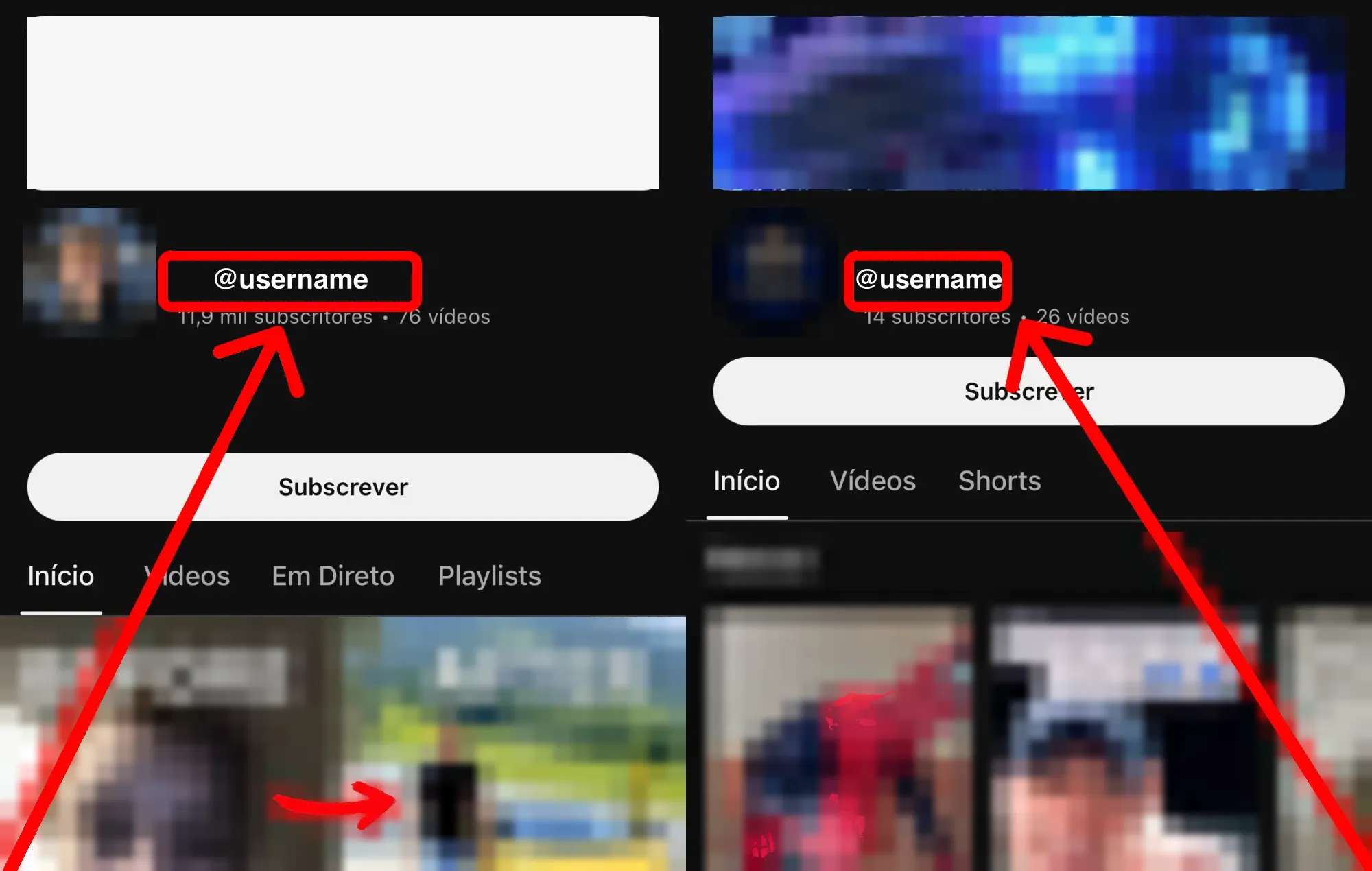 Comprar likes no YouTube: guia com capturas de ecrã – onde encontrar o teu nome de utilizador ou o link do teu perfil YouTube
