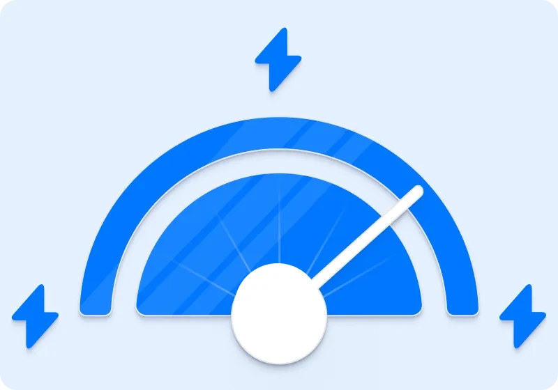 Comprar comentários do Facebook: gráfico de um velocímetro – a tua encomenda começa em poucos minutos