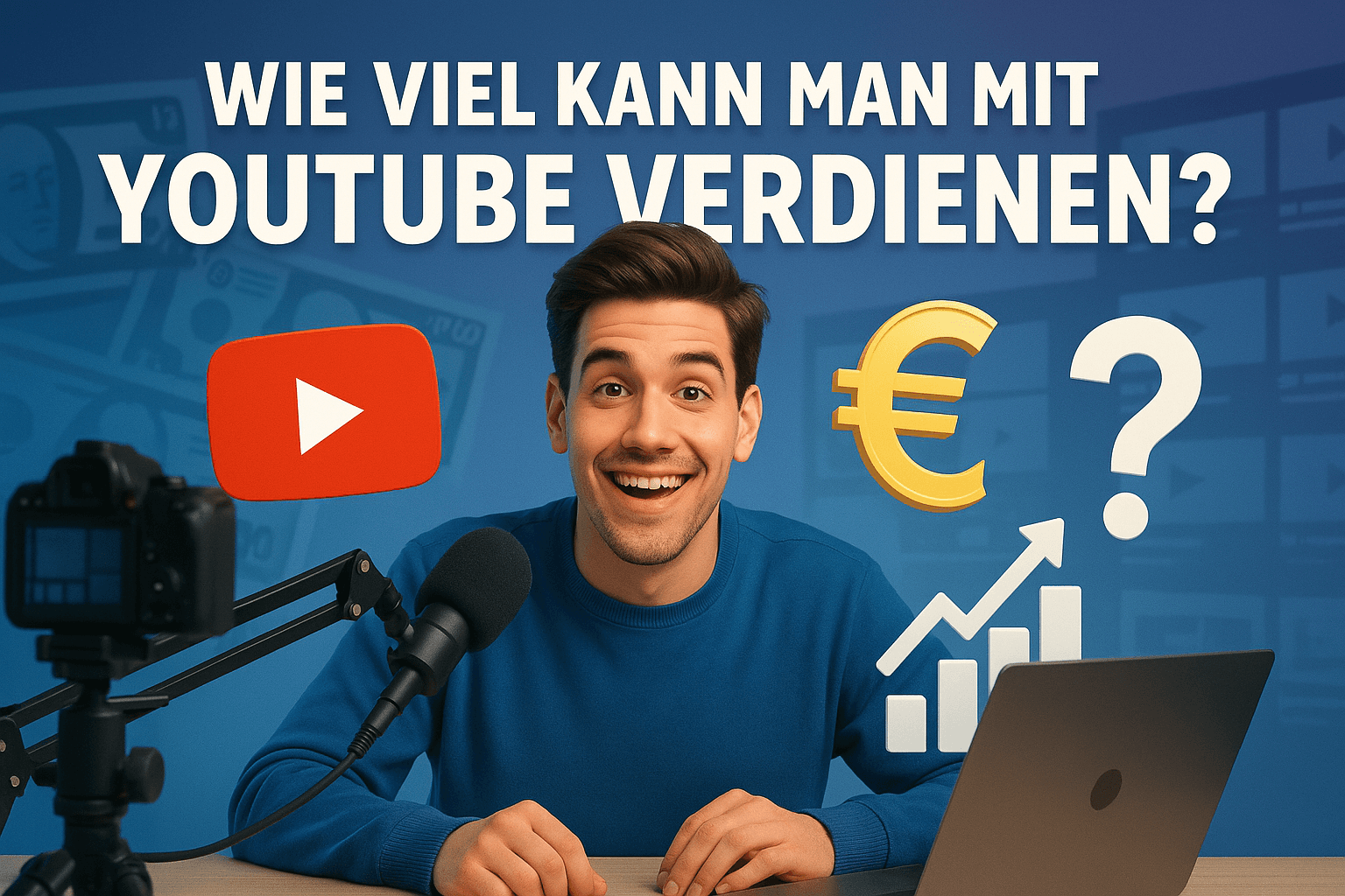 Criador do YouTube diante do painel de analytics e monetização