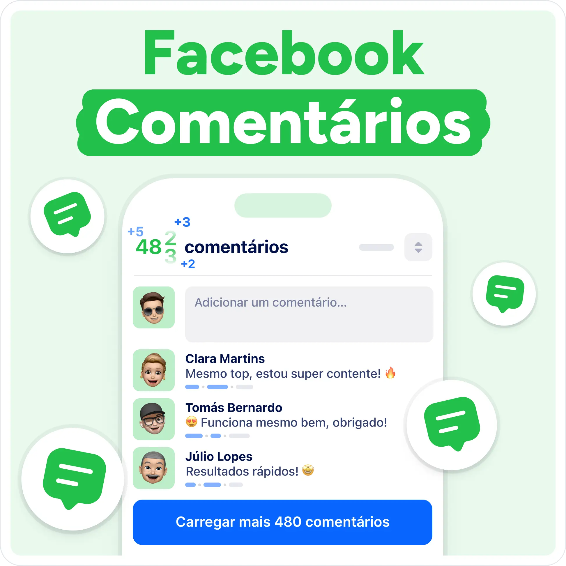 Comprar comentários no Facebook Mockup