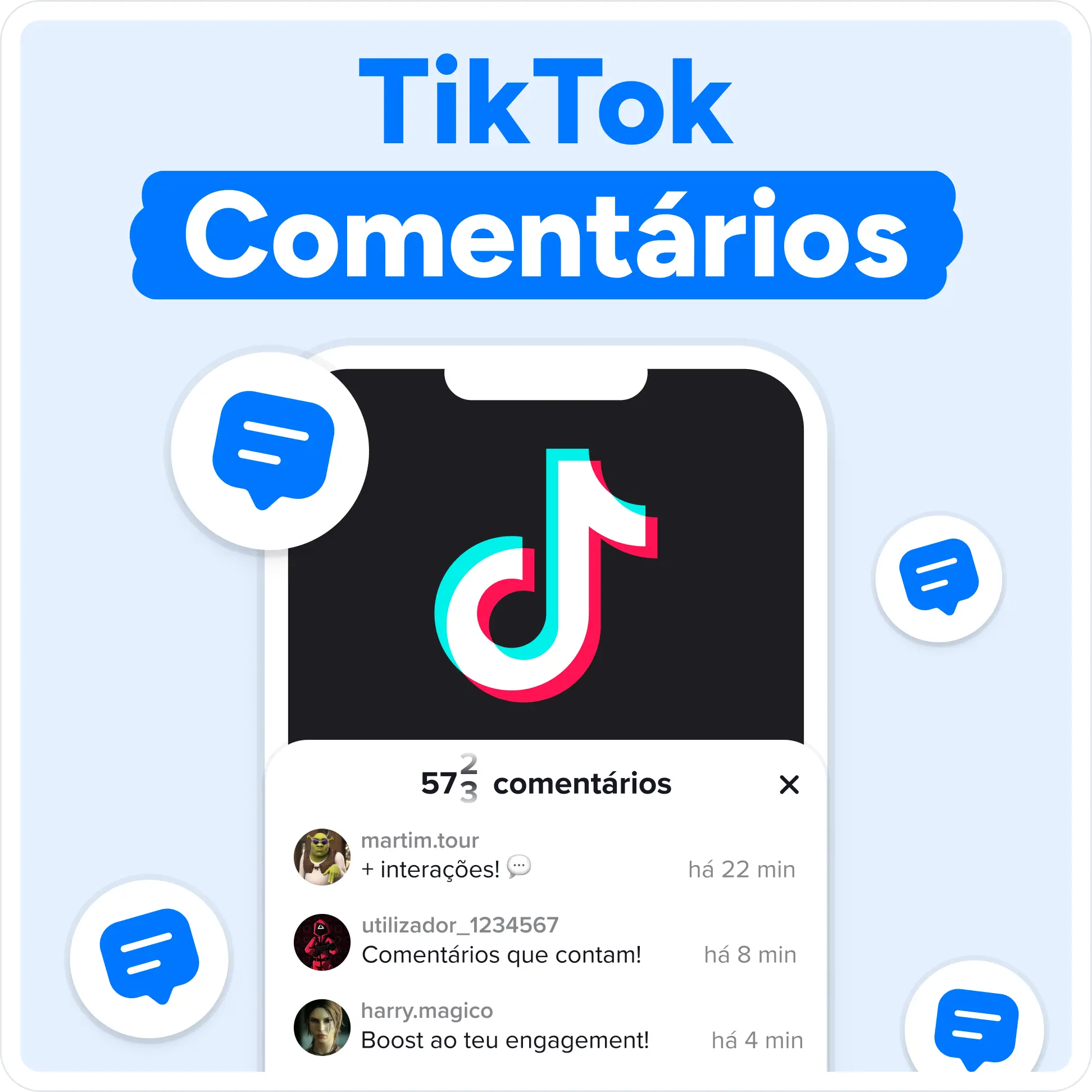 Comprar comentários no TikTok Mockup