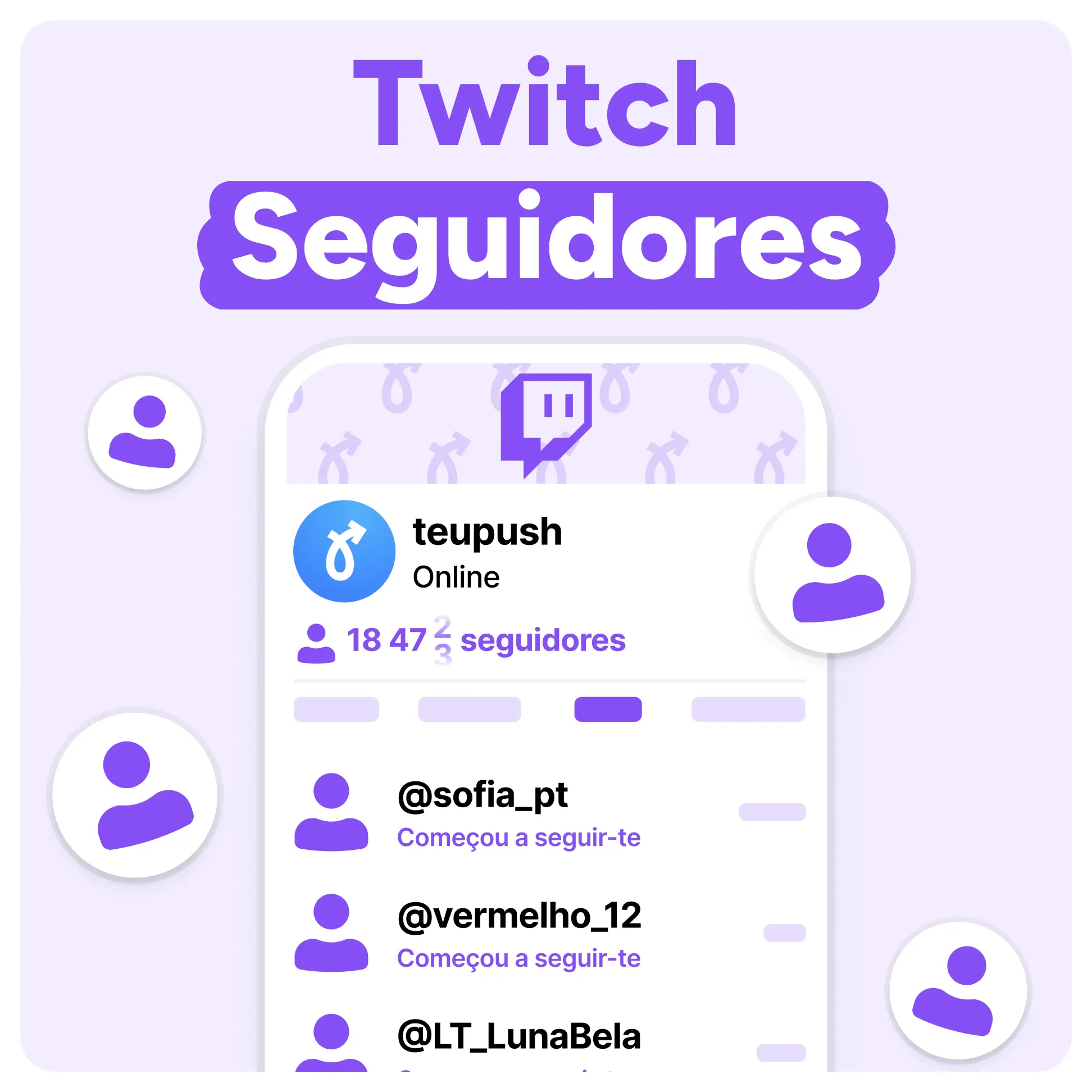 Comprar seguidores na Twitch Mockup