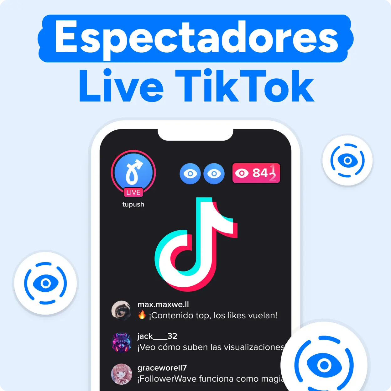 Comprar espetadores TikTok Live Mockup